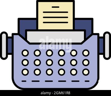 Altes Schreibmaschinensymbol. Umriss alte Schreibmaschine Vektor-Symbol Farbe flach isoliert auf weiß Stock Vektor