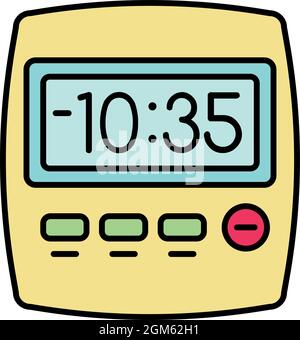 Timer-Symbol für Küche. Umriss Uhr Küche Timer Vektor Symbol Farbe flach isoliert auf weiß Stock Vektor