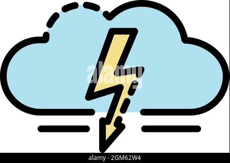 Schraubensymbol für Wolkenlicht. Kontur Wolke Licht Bolt Vektor Symbol Farbe flach isoliert auf weiß Stock Vektor