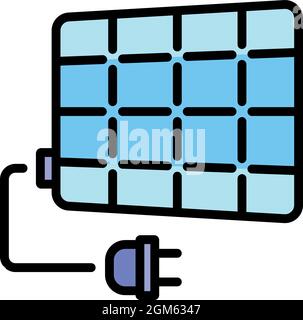 Symbol für Solarpanel-Stecker. Umriss Solarpanel Stecker Vektor Symbol Farbe flach isoliert auf weiß Stock Vektor