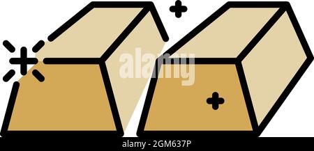 Ingot-Symbol. Umrisse der Symbolfarbe des Ingot-Vektorsymbols flach isoliert auf Weiß Stock Vektor