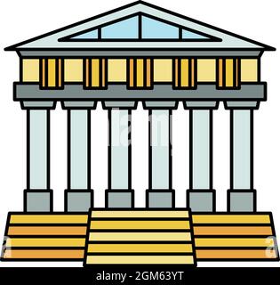 Griechische Tempelikone. Umriss griechischen Tempel Vektor Symbol Farbe flach isoliert auf weiß Stock Vektor