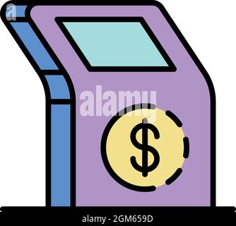 Symbol für den Stand des Bezahlkiosks. Umriss Zahlung Kiosk Ständer Vektor Symbol Farbe flach isoliert auf weiß Stock Vektor