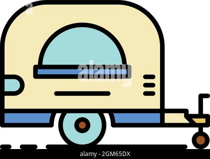 Symbol für den Laden des Lebensmittelanhängers. Umriss Lebensmittelanhänger Shop Vektor Symbol Farbe flach isoliert auf weiß Stock Vektor