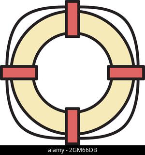 Lifebuoy-Symbol. Umriss Rettungsring Vektor Symbol Farbe flach isoliert auf weiß Stock Vektor