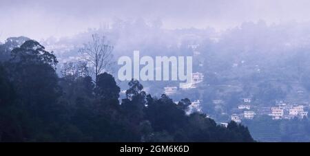 Neblige und neblige palani-Hügel vom kodaikanal in tamilnadu, indien Stockfoto