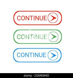 Fortsetzungstasten für Web-Symbol verschiedene Farbe weißen Hintergrund Stockfoto
