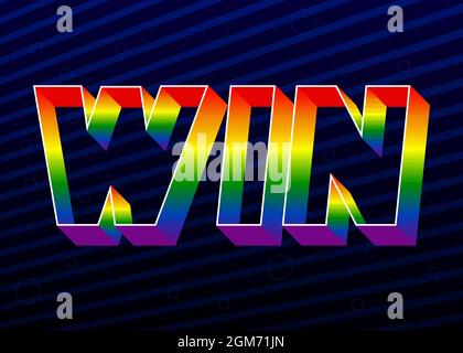 Win, Vector-Logo. Zitate und Sätze für Karten, Banner, Poster, Kissen und Kleidung. Festliches Design. Gay Pride Monat Vektor-Konzept. LGBT-Schriftzug. Stock Vektor