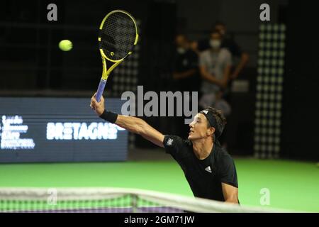 Antoine Hoang von France 8eme Finale während des Open de Rennes Turniers am 16. September 2021 beim Open Blot Rennes in Rennes, Frankreich - Foto Laurent Lairys / DPPI Stockfoto