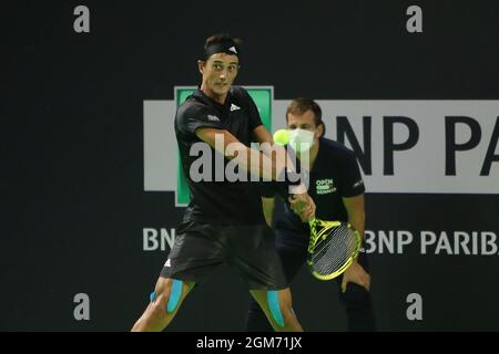 Antoine Hoang von France 8eme Finale während des Open de Rennes Turniers am 16. September 2021 beim Open Blot Rennes in Rennes, Frankreich - Foto Laurent Lairys / DPPI Stockfoto