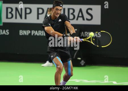 Antoine Hoang von France 8eme Finale während des Open de Rennes Turniers am 16. September 2021 beim Open Blot Rennes in Rennes, Frankreich - Foto Laurent Lairys / DPPI Stockfoto