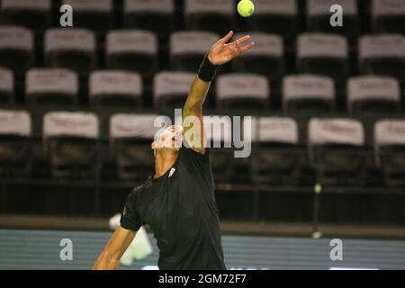 Antoine Hoang von France 8eme Finale während des Open de Rennes Turniers am 16. September 2021 beim Open Blot Rennes in Rennes, Frankreich - Foto: Laurent Lairys/DPPI/LiveMedia Stockfoto