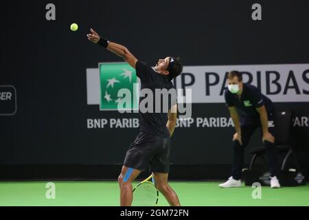 Antoine Hoang von France 8eme Finale während des Open de Rennes Turniers am 16. September 2021 beim Open Blot Rennes in Rennes, Frankreich - Foto: Laurent Lairys/DPPI/LiveMedia Stockfoto