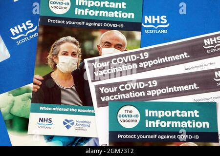 Covid 19 Impfungen Verabredung Briefe und Informationen verschickt von NHS Schottland Stockfoto