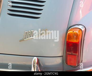 Rückansicht von Fiat 600 Vintage Cars Stockfoto