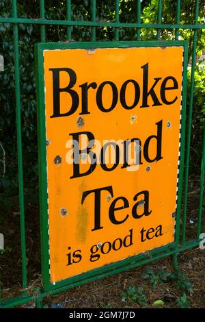 Werbung für Brooke Bond Tea. 1950s 1960er Watercress Line, Alresford Railway Station. Hampshire England, Großbritannien Stockfoto