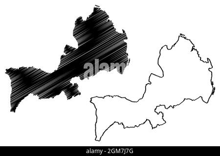 Bargarh District (Odisha State, Republik Indien) Karte Vektor Illustration, scribble Skizze Bargarh Karte Stock Vektor