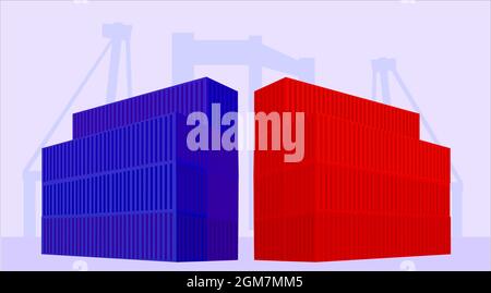 Illustration von Import-Export-Fracht in der Werft Stock Vektor