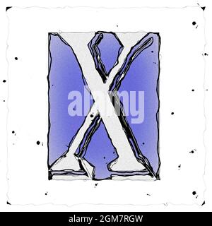 Monogramm des Großbuchstaben X , Entwurf und Zeichnung Stockfoto