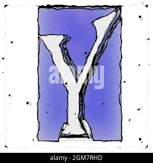 Monogramm des Großbuchstaben Y , Entwurf und Zeichnung