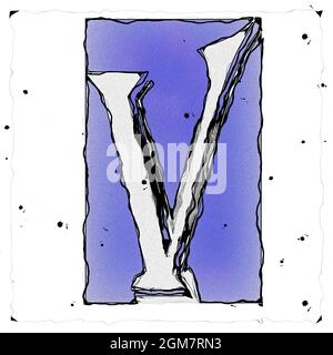 Monogramm des Großbuchstaben V , Entwurf und Zeichnung