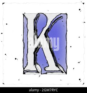Monogramm des Großbuchstaben K , Entwurf und Zeichnung Stockfoto