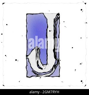 Monogramm des Großbuchstaben J , Entwurf und Zeichnung Stockfoto