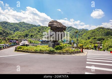 JINGTONG, TAIWAN - 30. April 2017: Landschaft der Jingtong District, kleinen Dorf nördlich von Taipei, Taiwan. Beliebtes Ziel für eintägige Reise b Stockfoto