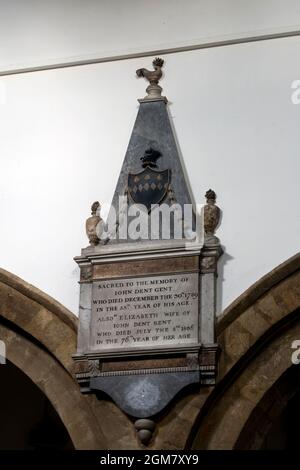 Familiendenkmal Gent, St. Michael and All Angels Church, Hallaton, Leicestershire, England, Großbritannien Stockfoto