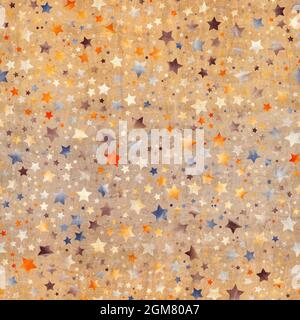 Nahtloses Muster aus Sternmotiv in aufwändigen Farben und Textur Stockfoto