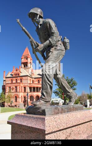 Sulphur Springs, Texas: Das koreanische Kriegsdenkmal befindet sich außerhalb des Gerichtsgebäudes von Hopkins County Stockfoto