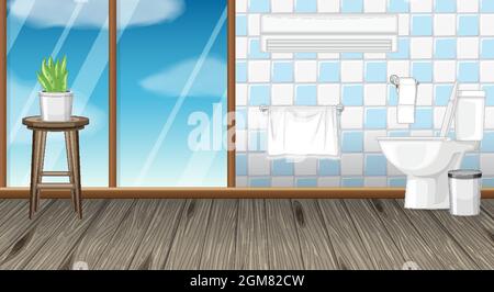 Badezimmer Innenarchitektur mit Möbel Illustration Stock Vektor