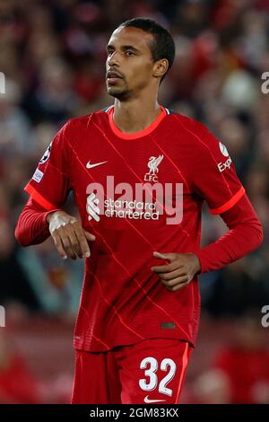 Joel Matip (FC Liverpool) während der Gruppe B - FC Liverpool gegen AC Mailand, UEFA Champions League Fußballspiel in Liverpool, England, September 15 2021 Stockfoto