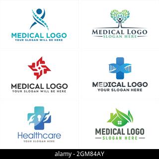 Medizinische Versorgung Natur Kraut Menschen Logo Design Stock Vektor