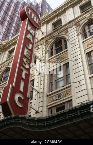 Dallas, TX - Historic Majestic Theatre Sign in Downtown Dallas Tx Stockfoto