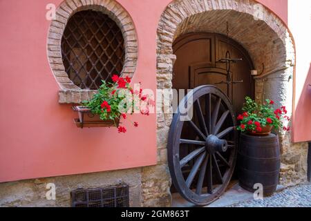 Haus von Garbagna, historische Stadt in der Provinz Alessandria, Piemont, Italien Stockfoto