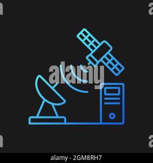 TCP über Satellit Gradientenvektor-Symbol für dunkles Thema Stock Vektor