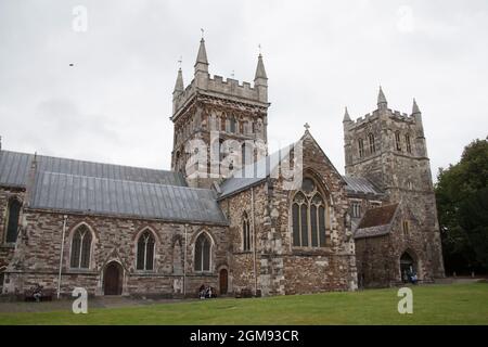 Die Minster Church of St Cuthburga in Wimborne, Dorset, Großbritannien Stockfoto