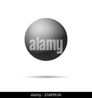 Schwarze Glaskugel oder kostbare Perle. Glänzende realistische Kugel, 3D abstrakte Vektorgrafik auf weißem Hintergrund hervorgehoben. Große Metallblase mit Stock Vektor