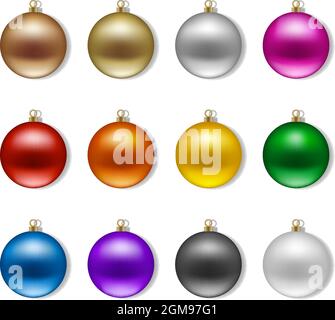 Set von isolierten bunten weihnachtskugeln Stock Vektor