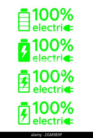 100% Elektroauto, Fahrzeug, voll elektrisch, laden, Batterie Stock Vektor