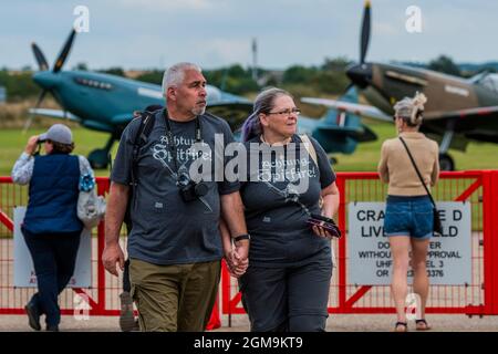 London, Großbritannien. September 2021. Achtung Spitfire - Letzte Vorbereitungen für die Battle of Britain Air Show im Imperial war Museum (IWM) Duxford. Kredit: Guy Bell/Alamy Live Nachrichten Stockfoto