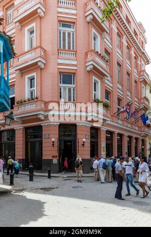 Das Ambos Mundos Hotel, in dem Ernest Hemingway während seiner Zeit in der Altstadt von Havanna, Kuba, übernachtet hat Stockfoto