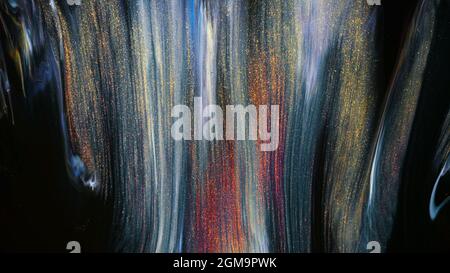 Fluide Liquide Art Acrylöl malt Textur. Abstrakter Mischeffekt im Hintergrund. Flüssiges Acryl Kunstwerk fließt Spritzer. Flüssige Kunsttextur Stockfoto
