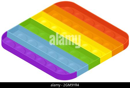 Antistress Fidget sensorische Pop-it-Vektor isometrische Ilustration. Bubble Regenbogen buntes Spielzeug. Stock Vektor