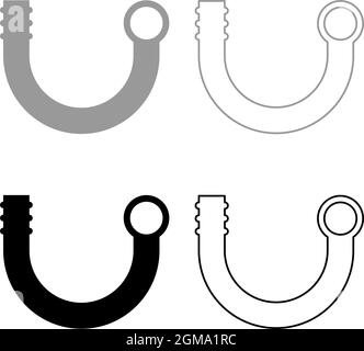 Branch Pipe Set Symbol grau schwarz Farbe Vektor Illustration flach Stil einfaches Bild Stock Vektor