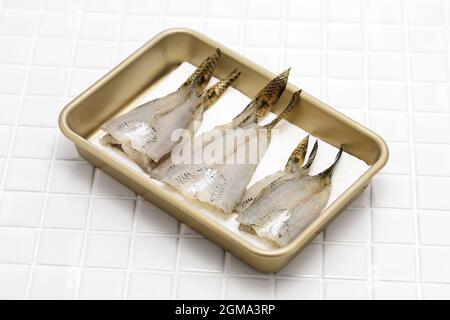 Tempura Zubereitung, Filet einen japanischen Stachelfisch Stockfoto