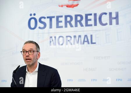 Pressekonferenz mit Bundesparteichef der FPÖ, Herbert Kickl Stockfoto