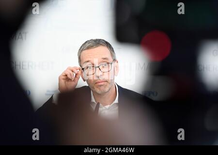 Pressekonferenz mit Bundesparteichef der FPÖ, Herbert Kickl Stockfoto