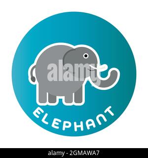 Happy Elephant - lustige Cartoon Tier. Kindercharakter. Einfache Vektordarstellung mit abfallengelassenen Schatten. Stock Vektor